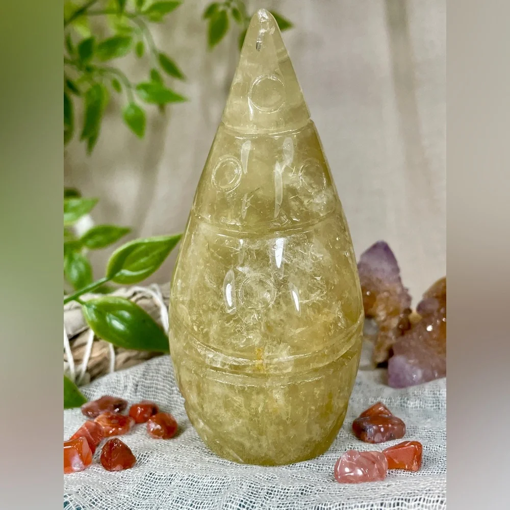 2513 Lemon Quartz Crystal Gnome Carving - Picture 6 of 11